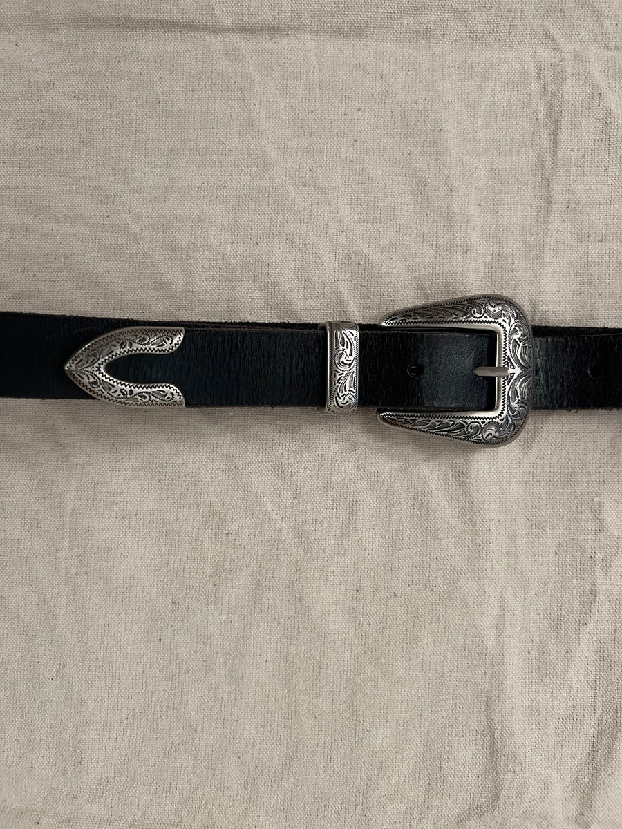 Black Leather Western Belt #1